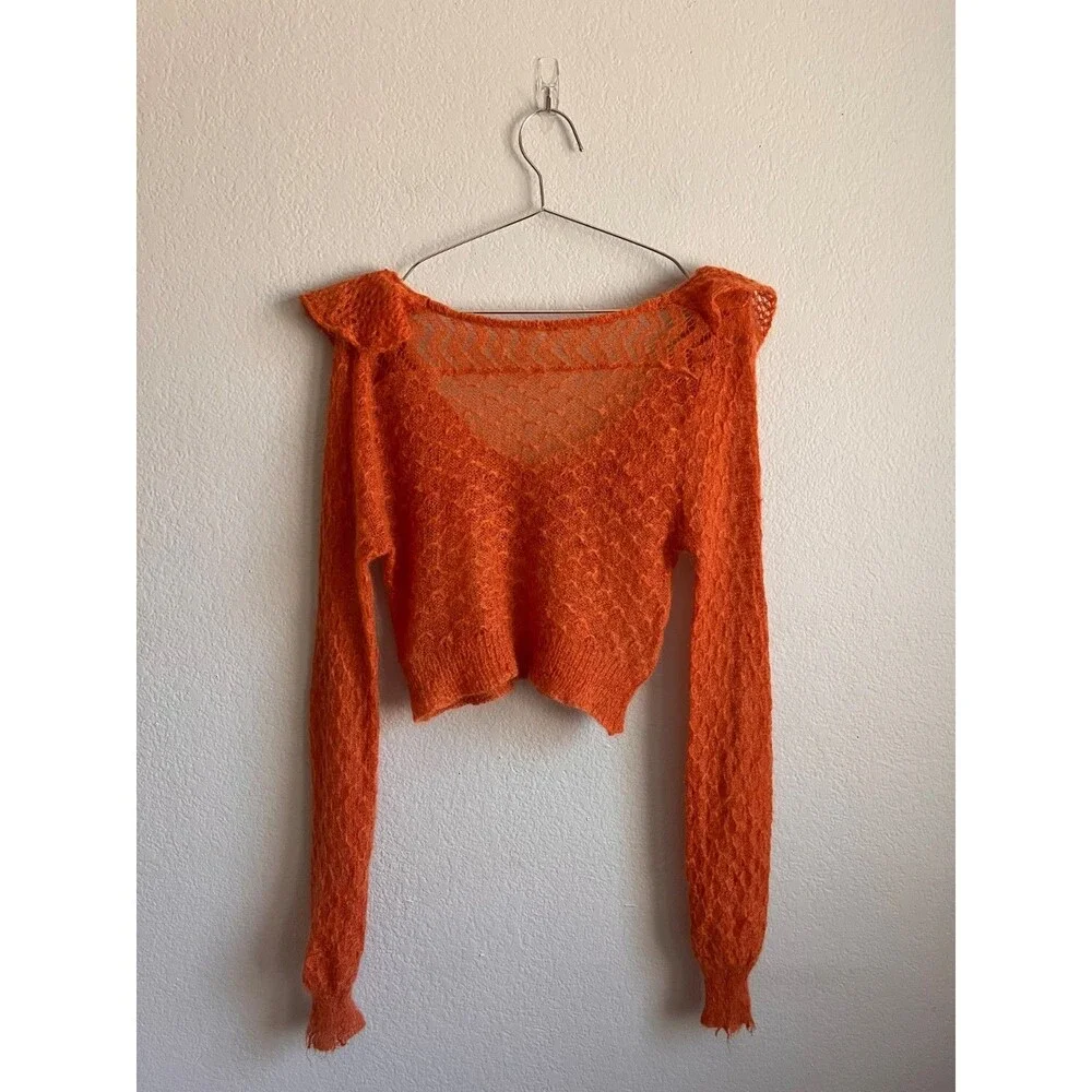 Free People Macaroon Sweater in Orange Size SMALL